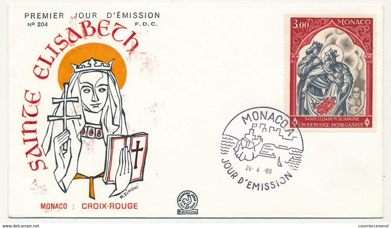 MONACO => Env FDC - 3,00 Croix Rouge - Sainte Elisabeth De Hongrie -  Monaco-A  26/4/1969 - FDC