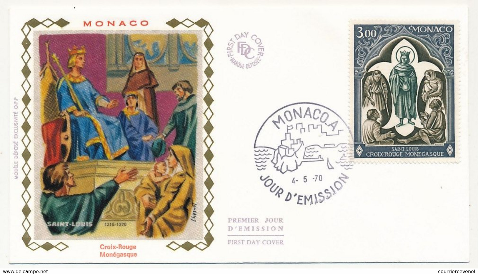 MONACO => Env FDC Soie - 3,00 Croix Rouge - Saint Louis -  Monaco-A 4/5/1970 - FDC