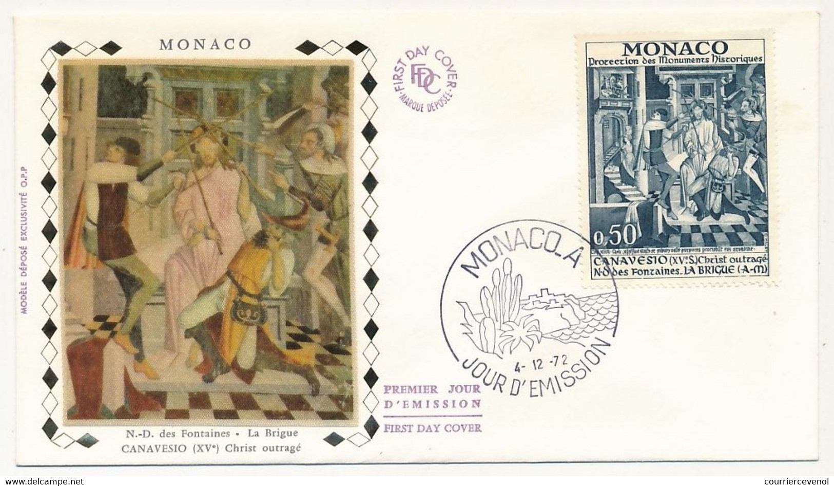 MONACO => 5 Env FDC Soie - 5 Valeurs CANAVESIO - Monaco-A  4/7/1972 - FDC