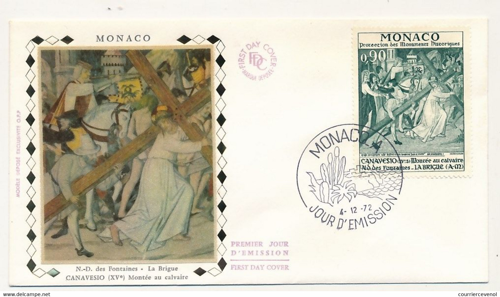 MONACO => 5 Env FDC Soie - 5 Valeurs CANAVESIO - Monaco-A  4/7/1972 - FDC