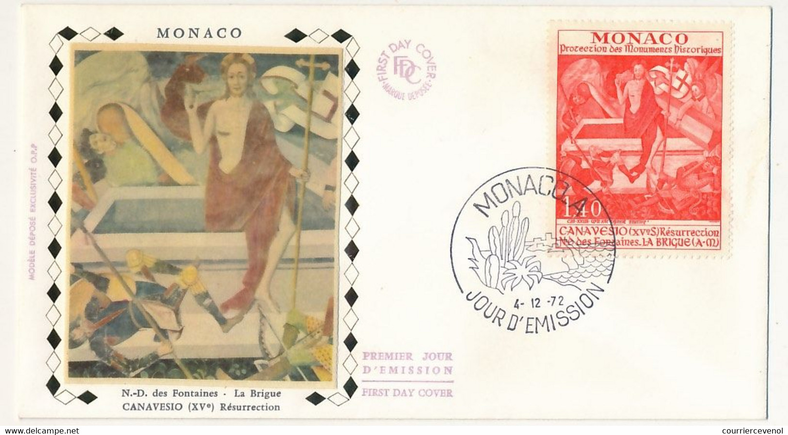 MONACO => 5 Env FDC Soie - 5 Valeurs CANAVESIO - Monaco-A  4/7/1972 - FDC