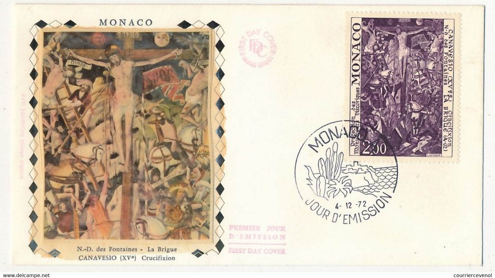 MONACO => 5 Env FDC Soie - 5 Valeurs CANAVESIO - Monaco-A  4/7/1972 - FDC