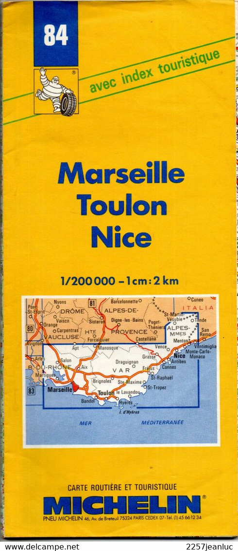 Carte N: 84  - Marseille   - Toulon Nice    - Pneus  Michelin Carte Au  200000 ème  De 1996. - Maps/Atlas