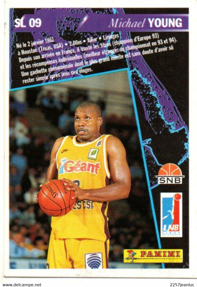 Michael Yourg -  Carte Official  Basket Ball Cards1995 N :SL09 *  Pub Panini SNB & LNB - Basket-ball