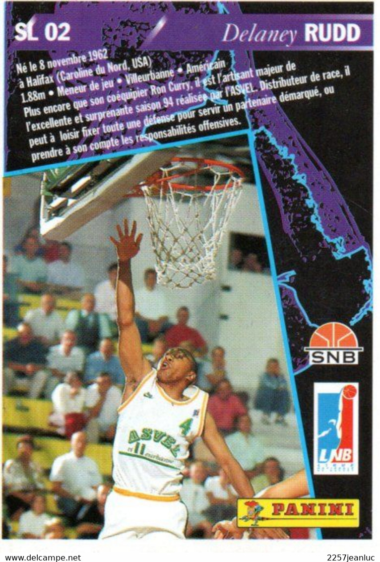 Delaney Rudd -  Carte Official  Basket Ball Cards1995 N :SL02 *  Pub Panini SNB & LNB - Basket-ball