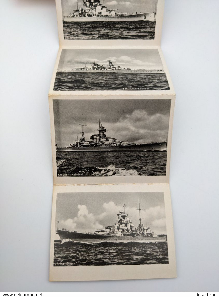 Carnet 10 Mini Photographies Die Deutsche Flotte La Flotte Allemande Bateaux WW2 - Barcos