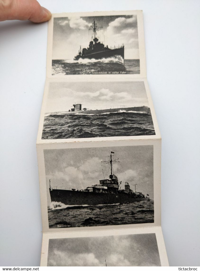 carnet 10 mini photographies Die Deutsche Flotte la flotte allemande bateaux WW2