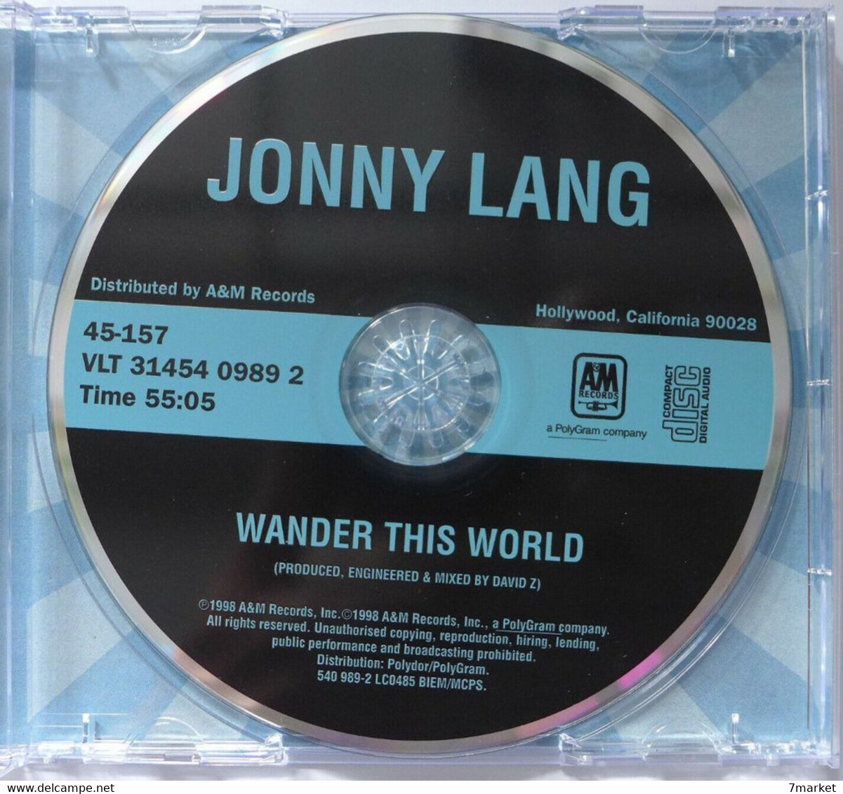 CD/ Jonny Lang - Wander This World / 1998 - A&M Records - Blues