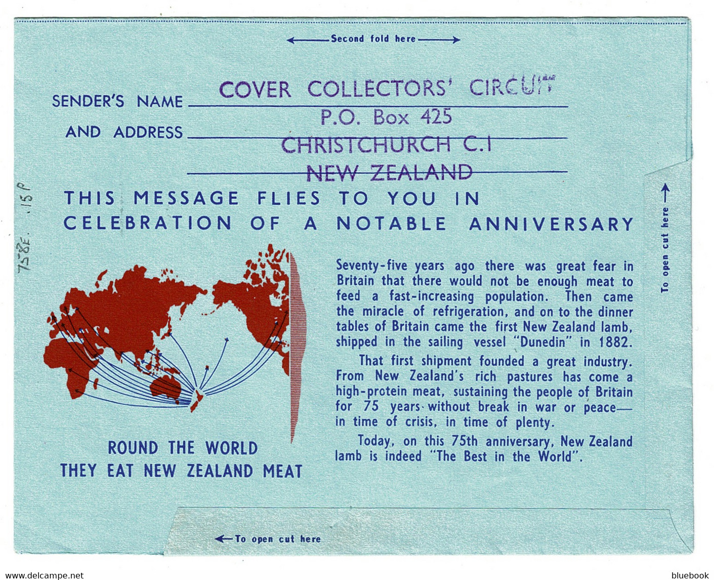 Ref 1581 - New Zealand 1957 Aerogramme - Totara Homestead Postmark - Sheep Theme - Brieven En Documenten