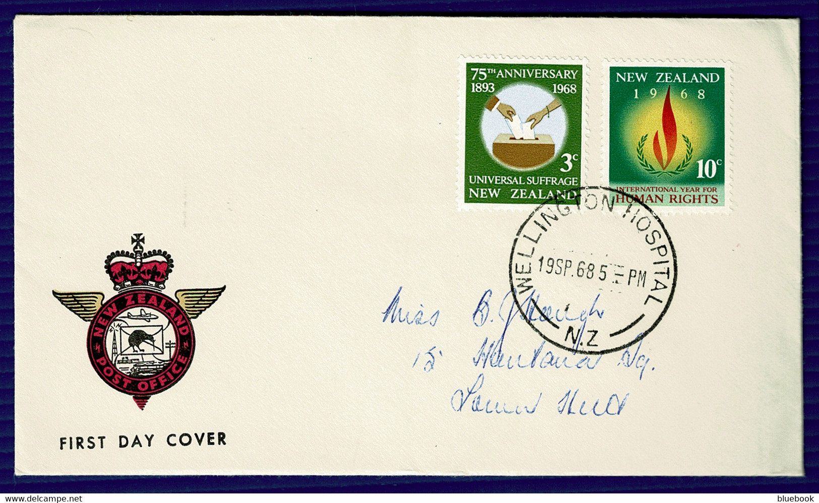 Ref 1581 - New Zealand 1968 FDC First Day Cover - Wellington Hospital Postmark - Cartas & Documentos