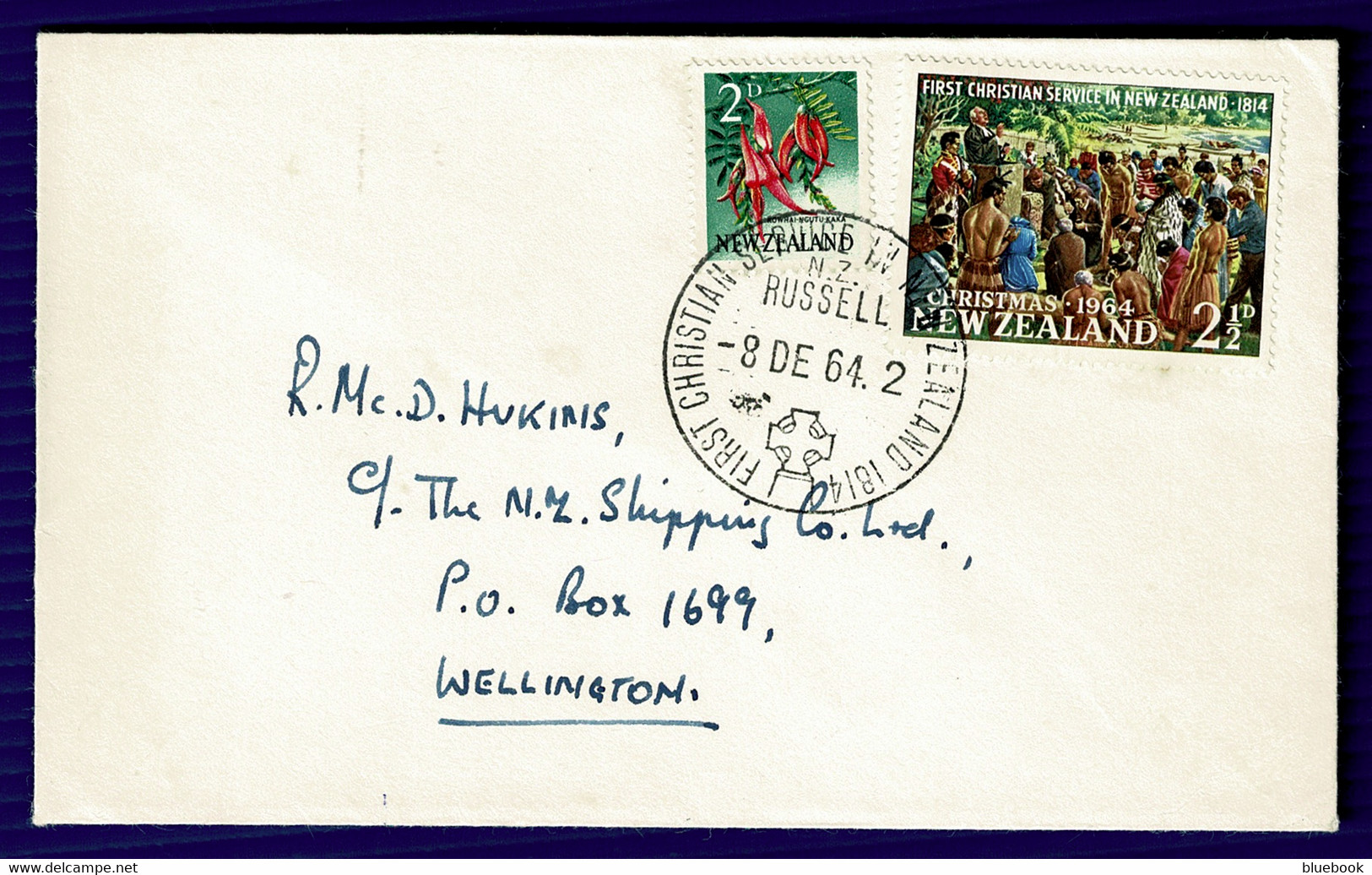 Ref 1581 - New Zealand 1964 Cover - 150th Anniversary First Christian Service - Russell - Covers & Documents