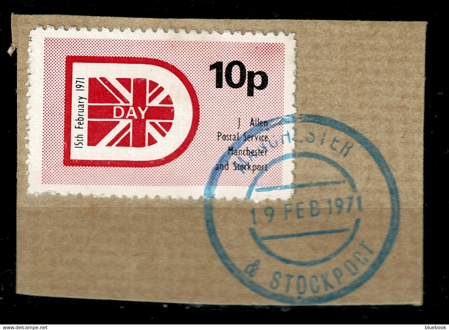 Ref 1583- GB 1971 Cinderella Stamp - J Allen Manchester/Stockport 10p Strike Mail On Piece - Cinderella