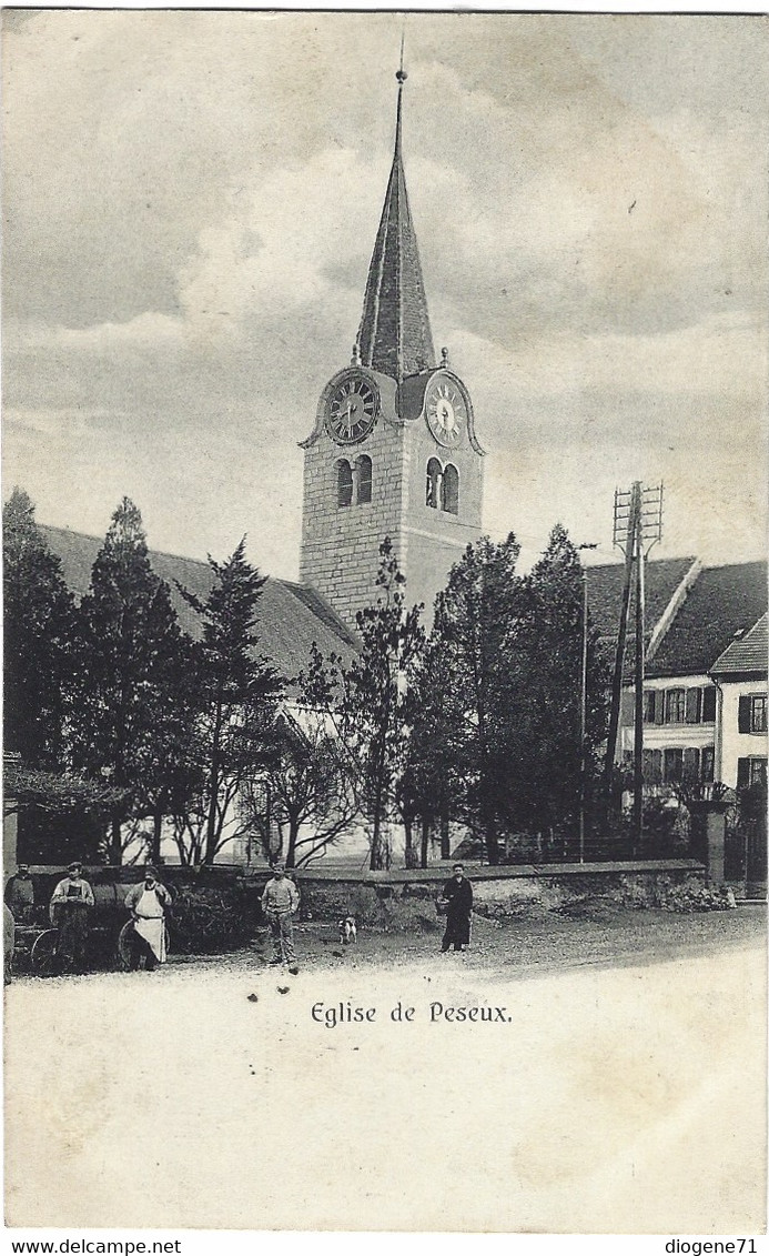 Eglise De Peseux 1905 Animée - Peseux