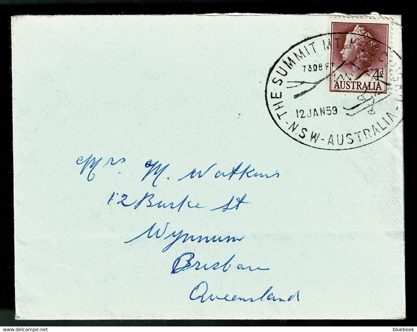 Ref 1584 - 1953 Australia Cover - 4d Rate The Summit Mt Kos Ciusko Cancel To Brisbane - Covers & Documents