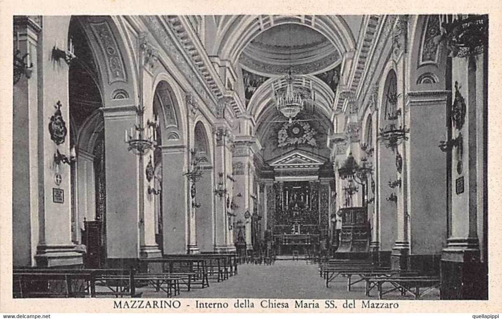 014535 "(CL) MAZZARINO - INTERNO DELLA CHIESA MARIA SS. DEL MAZZARO - 1925" CART NON SPED - Caltanissetta