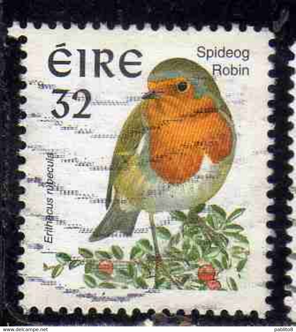 EIRE IRELAND IRLANDA 1997 BIRDS FAUNA SPIDEOG ROBIN BIRD 32c USED USATO OBLITERE' - Used Stamps