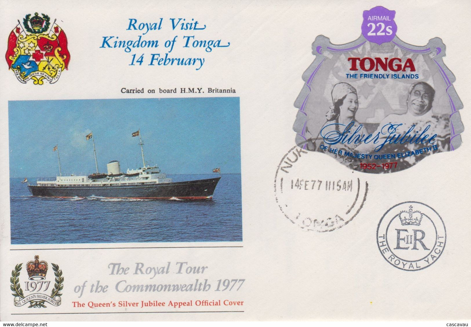 Enveloppe  FDC  1er  Jour    TONGA    Visite  Royale   Jubilé  D' Argent   Reine   ELISABETH   1977 - Tonga (1970-...)