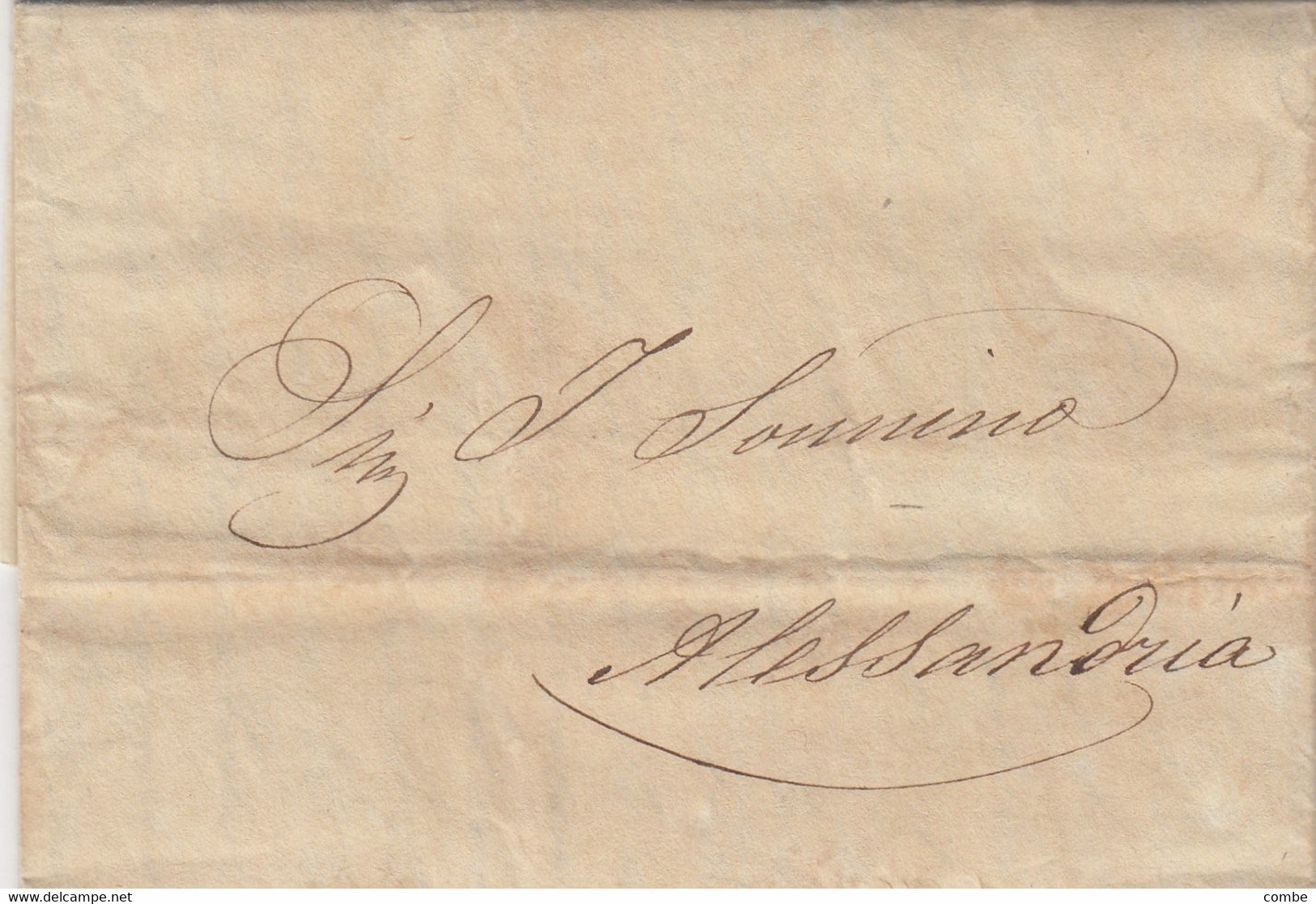 OLD LETTER. EGYPT. 6 2 1837. CAIRO TO J. SONNINO, ALESSANDRIA. TEXT IN ITALIAN - Préphilatélie