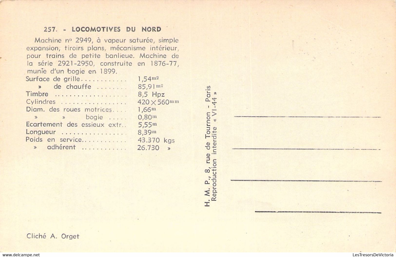 CPA - TRANSPORT - Train - Les Locomotives Nord - Machine N°2949 - Série 2921 2950 - Trenes