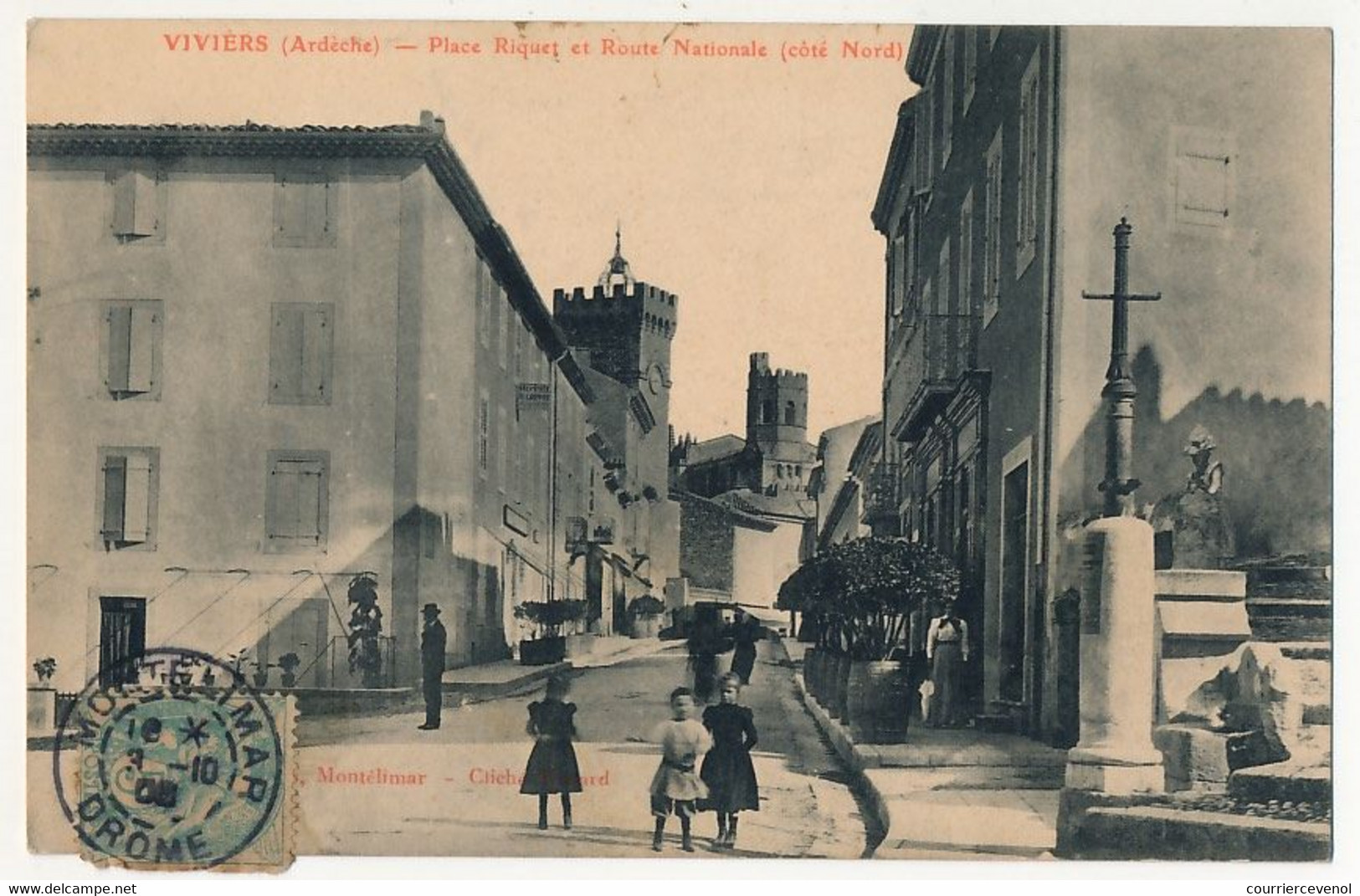 CPA - VIVIERS (Ardèche) - Place Riquet Et Route Nationale (Coté Nord) - Viviers