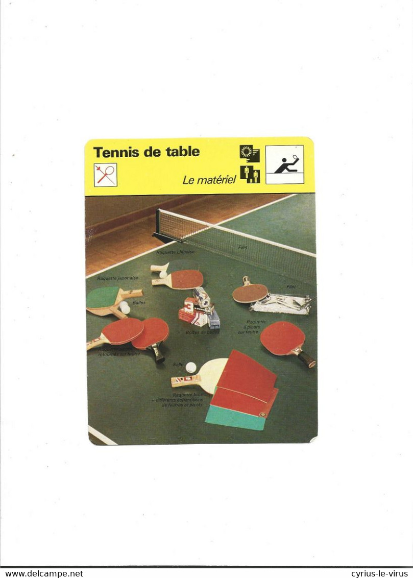 Fiche De Sport  **   Tennis De Table  **  Le Matériel - Tennis De Table