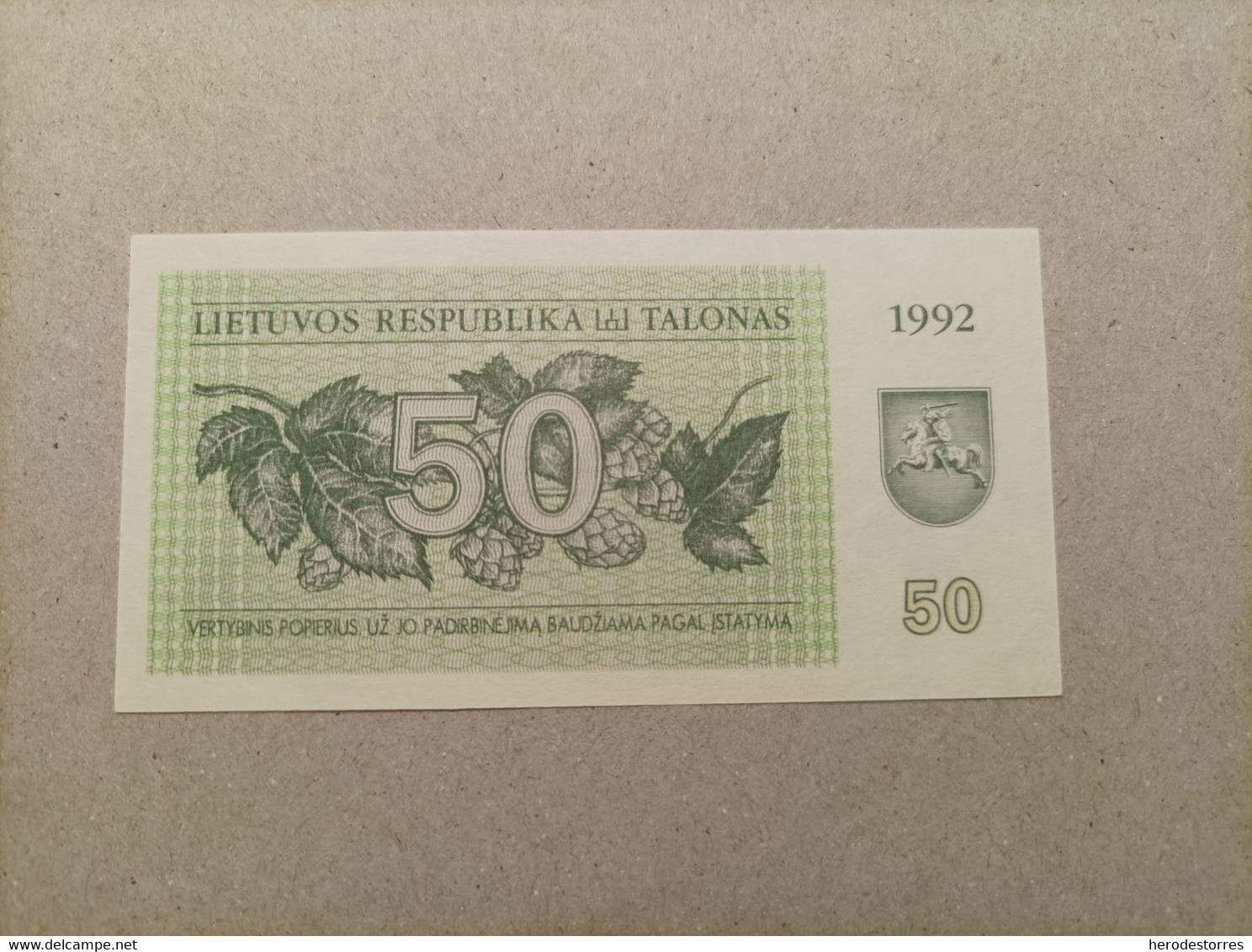Billete De Lituania De 50 Talona, Año 1992, UNC - Lituanie