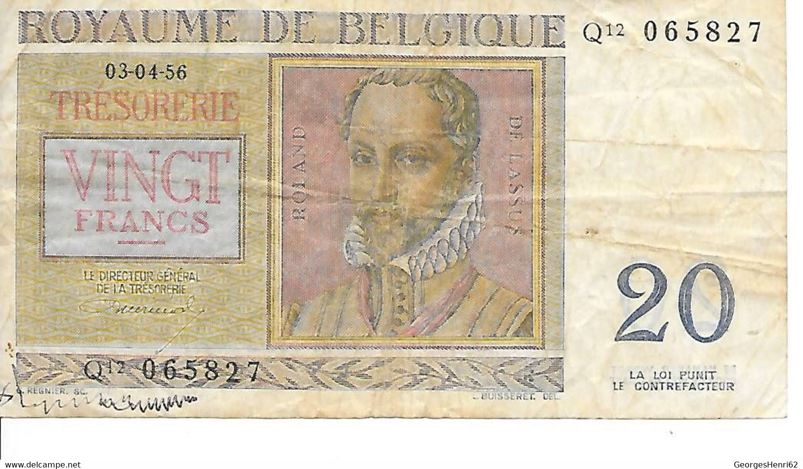 BELGIQUE - 20 Francs  - 3/4/1956 - (132) - 20 Francs