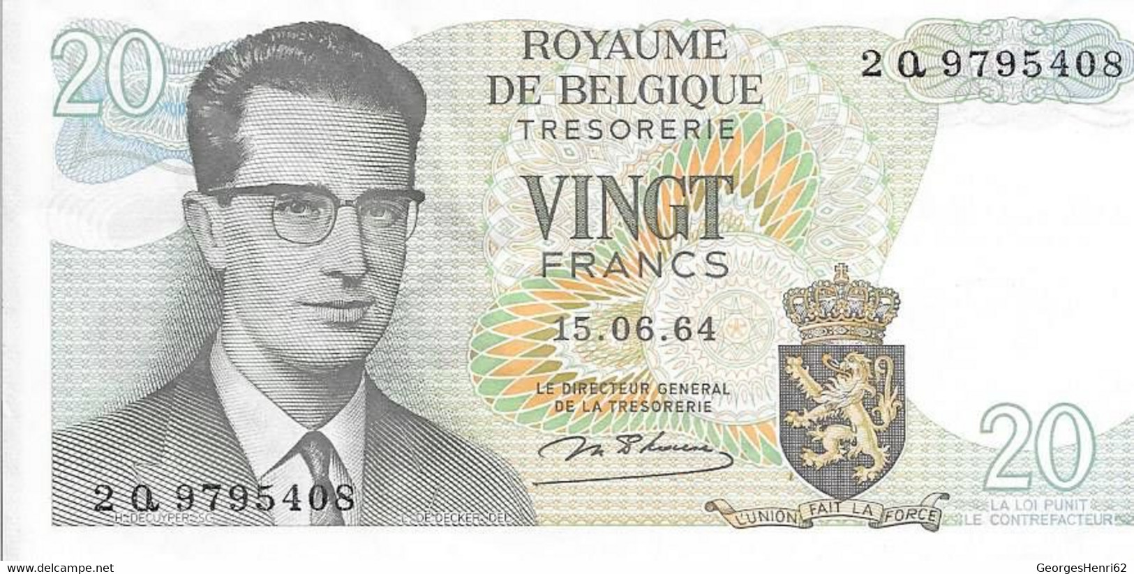 BELGIQUE - 20 Francs  - 15/6/1964 - (138) - [ 9] Collections