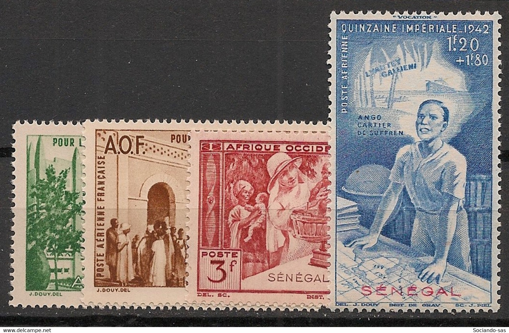 SENEGAL - 1942 - Poste Aérienne PA N°Yv. 18 à 21 - Série Complète PEIQI - Neuf Luxe ** / MNH / Postfrisch - Airmail