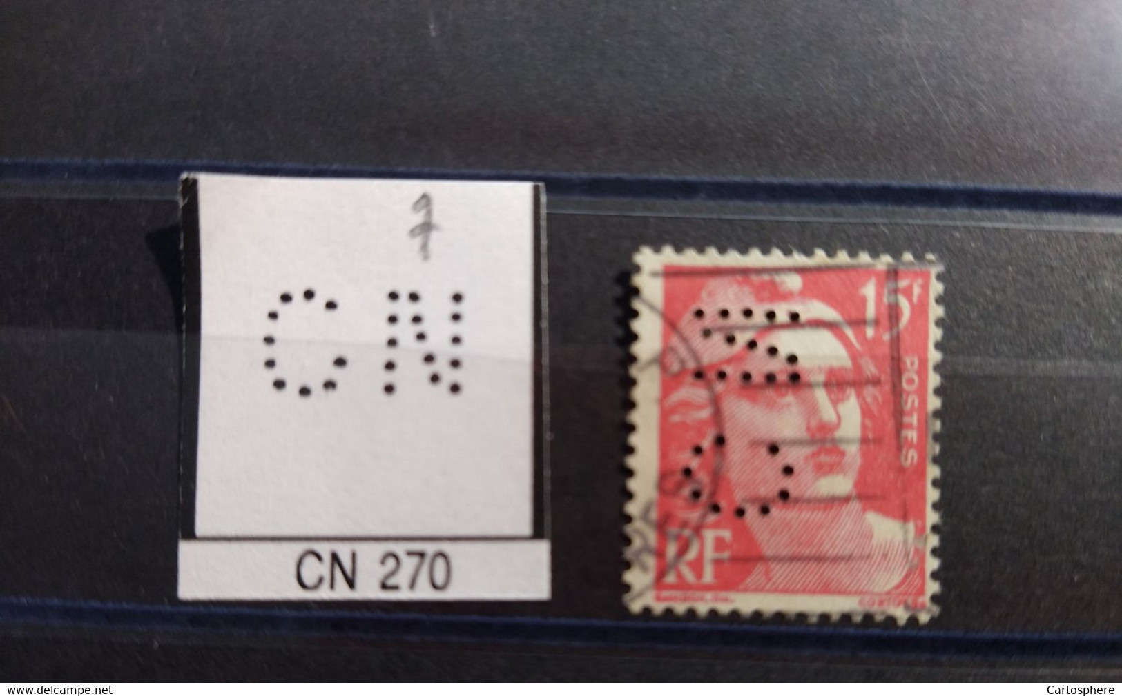 FRANCE TIMBRE CN 270 INDICE 7 SUR GAUDON PERFORE PERFORES PERFIN PERFINS PERFO PERFORATION PERFORIERT - Used Stamps