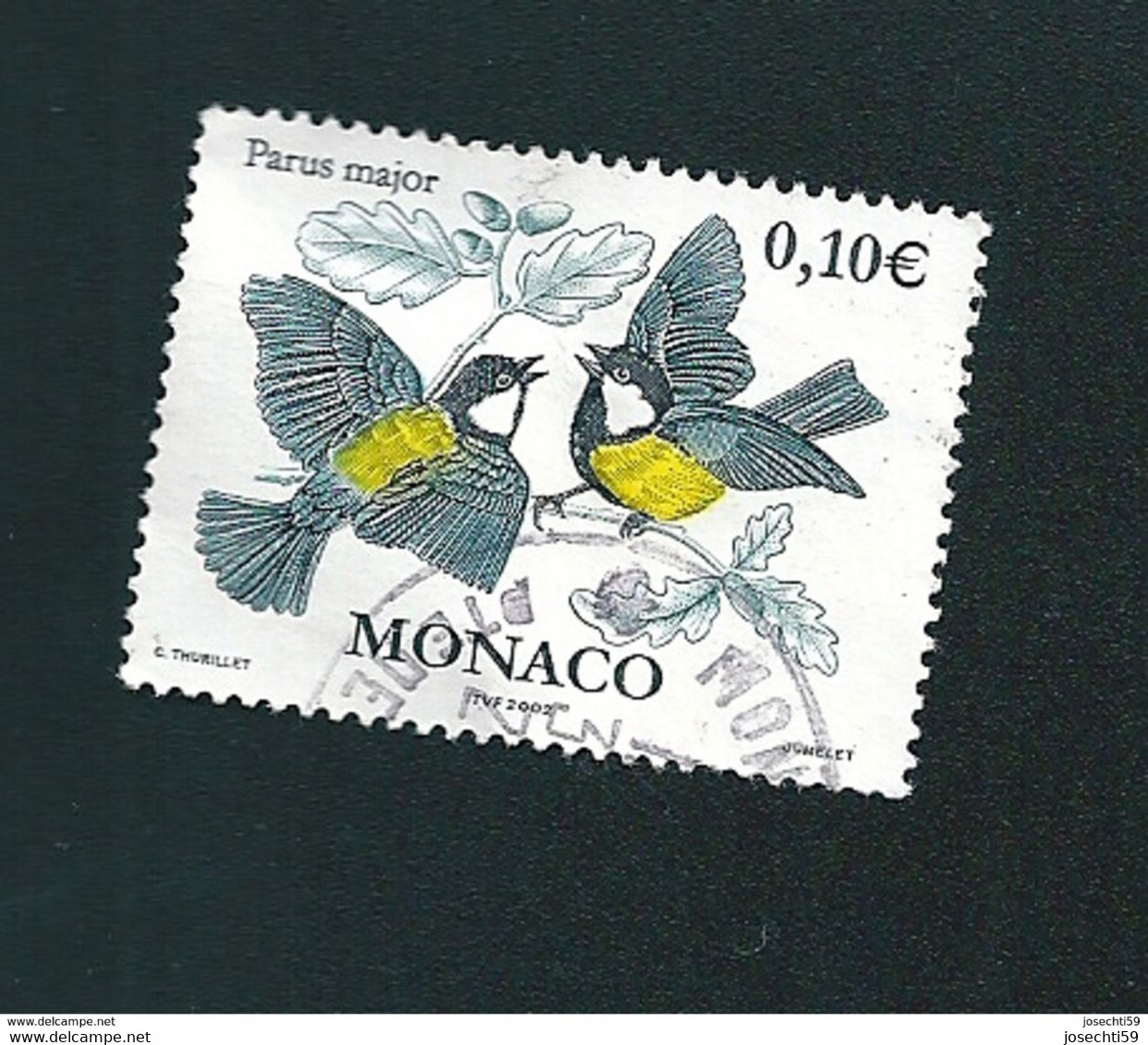 N° 2324 Mésange Charbonnière Oiseaux Timbre Monaco 2002 Oblitéré - Oblitérés