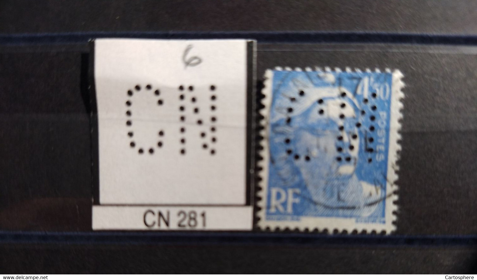 FRANCE TIMBRE CN 281 INDICE 6 SUR GAUDON  PERFORE PERFORES PERFIN PERFINS PERFO PERFORATION PERFORIERT - Oblitérés