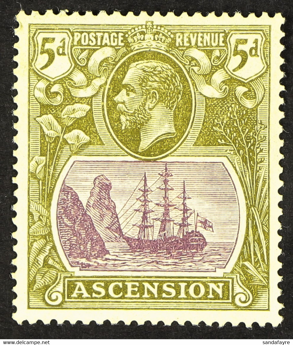 1924 5d Purple And Olive-green, Broken Mainmast, SG 15da, Fine Mint. Cat. Â£425. - Ascension