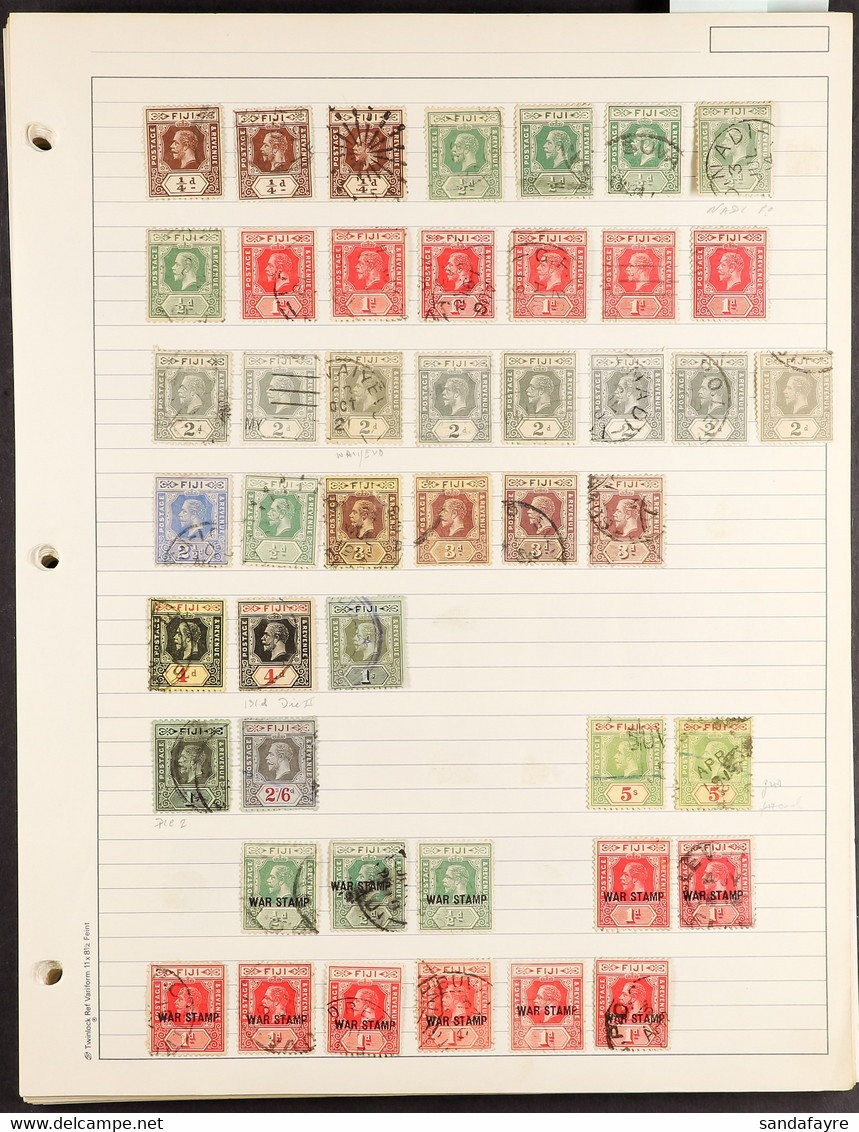1903-90 USED ISSUES KEVII To 6d Plus A Few 1s Fiscally Used, KGV To 1s Plus Fiscally Used To 5s, KGVI To 10s With 5d Blu - Fidschi-Inseln (...-1970)