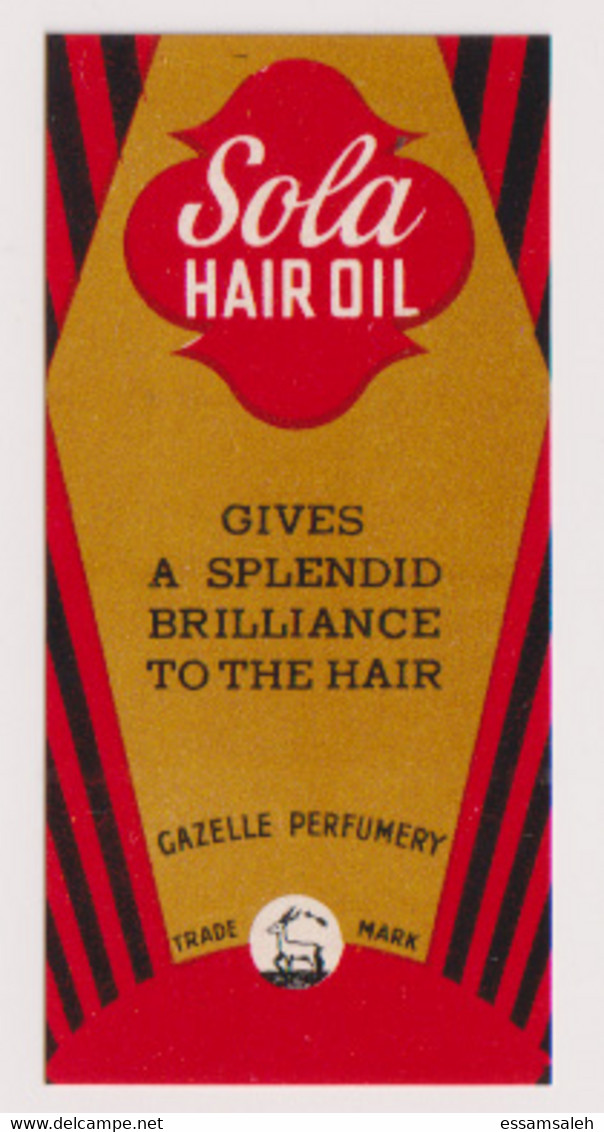 EGC07054 Egypt / Sola Hair Oil - Advertising Label - Etiquettes