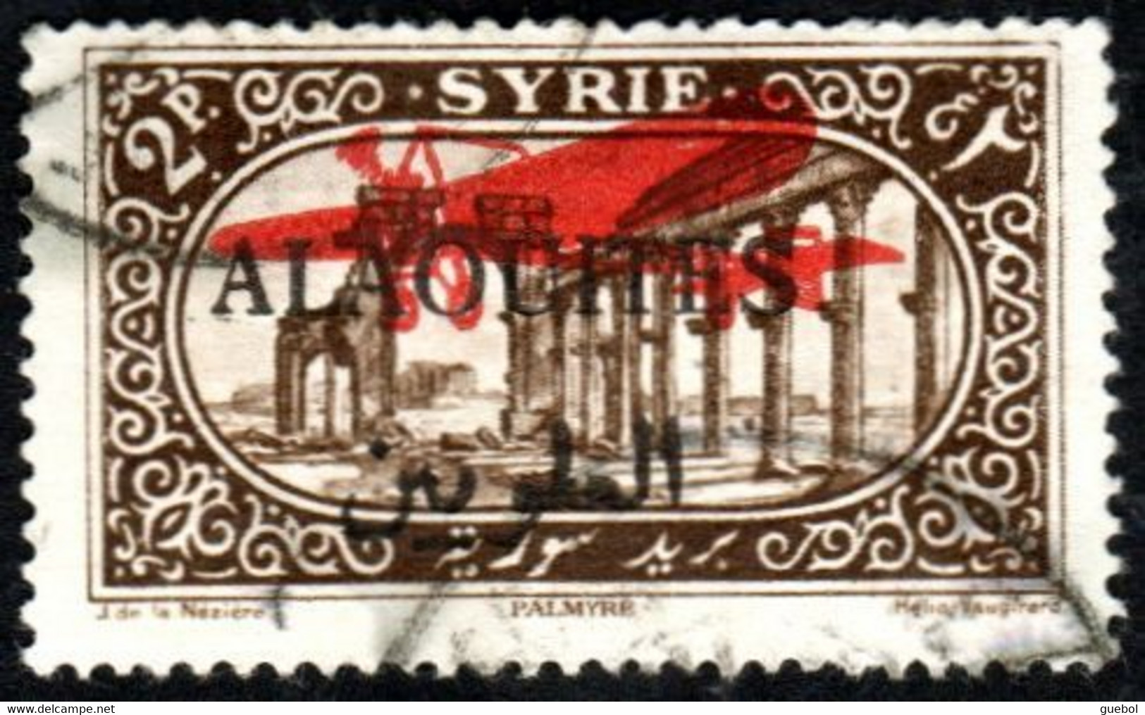 Alaouites Obl. N° PA  9 - Site Ou Monument - Palmyre 2pi Sépia - Surcharge Avion - Usados