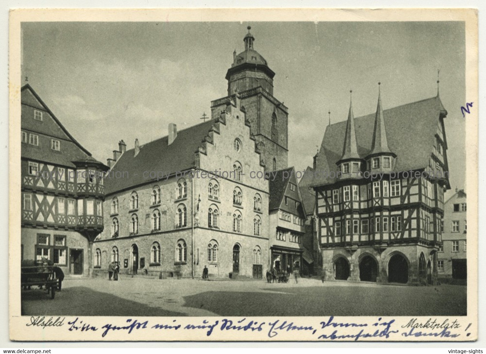 36304 Alsfeld / Germany: Marktplatz (Vintage Postcard 1950s) - Alsfeld