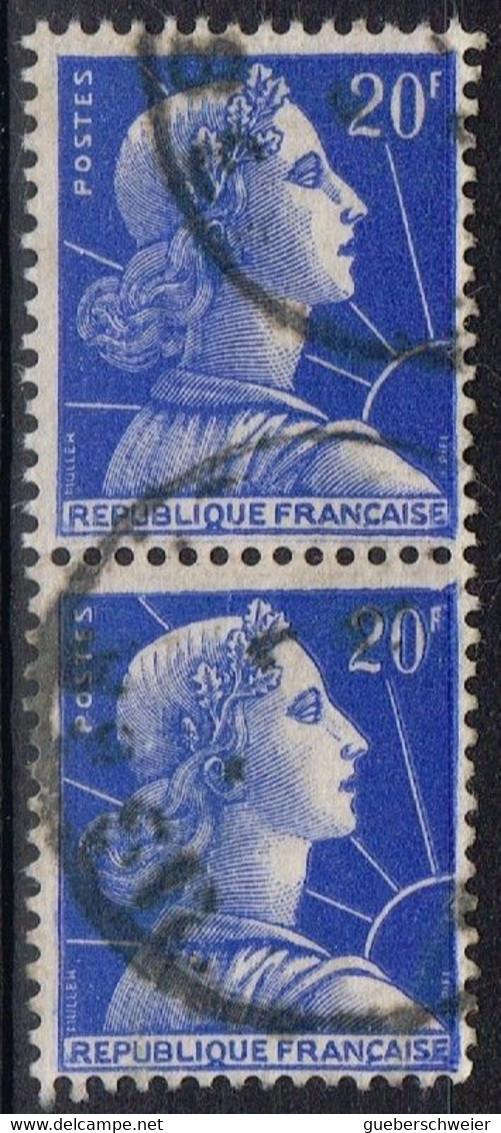 FR VAR 73 - FRANCE N° 1011B Obl. Marianne De Muller Variété Chiffre Dédoublé - Used Stamps