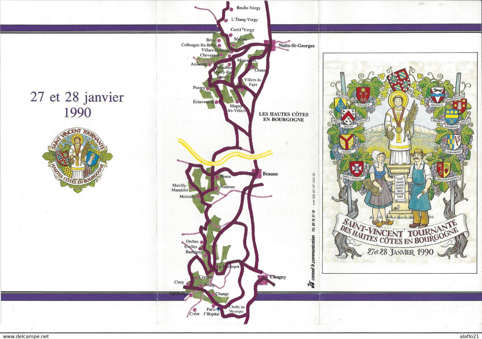 BOURGOGNE - DEPLIANT ST-VINCENT TOURNANTE 1990 - Tourismus Und Gegenden