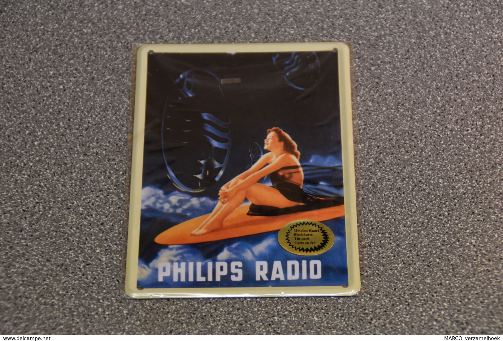 PHILIPS-radio Metalen Reclame Plaat 10,5cm X 15cm Pin Up - Sonstige & Ohne Zuordnung