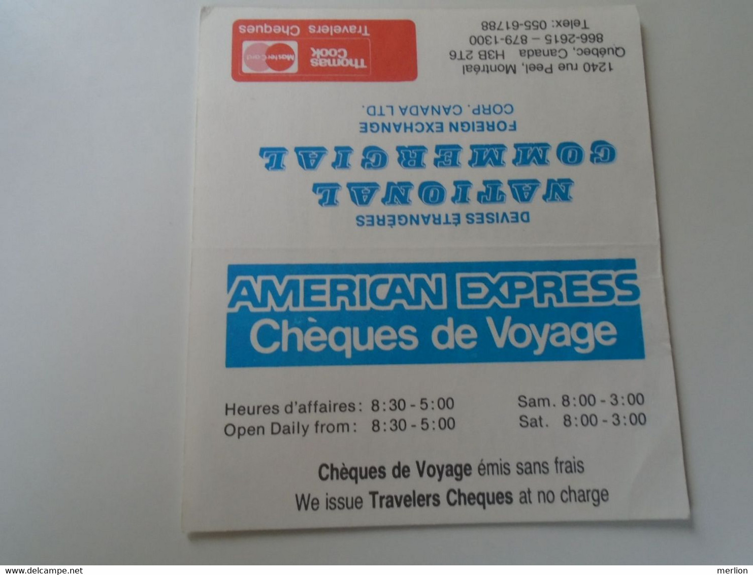 D192568  Canada   Foreing Exchange Rates List -1986   Montreal   American Express - Canada