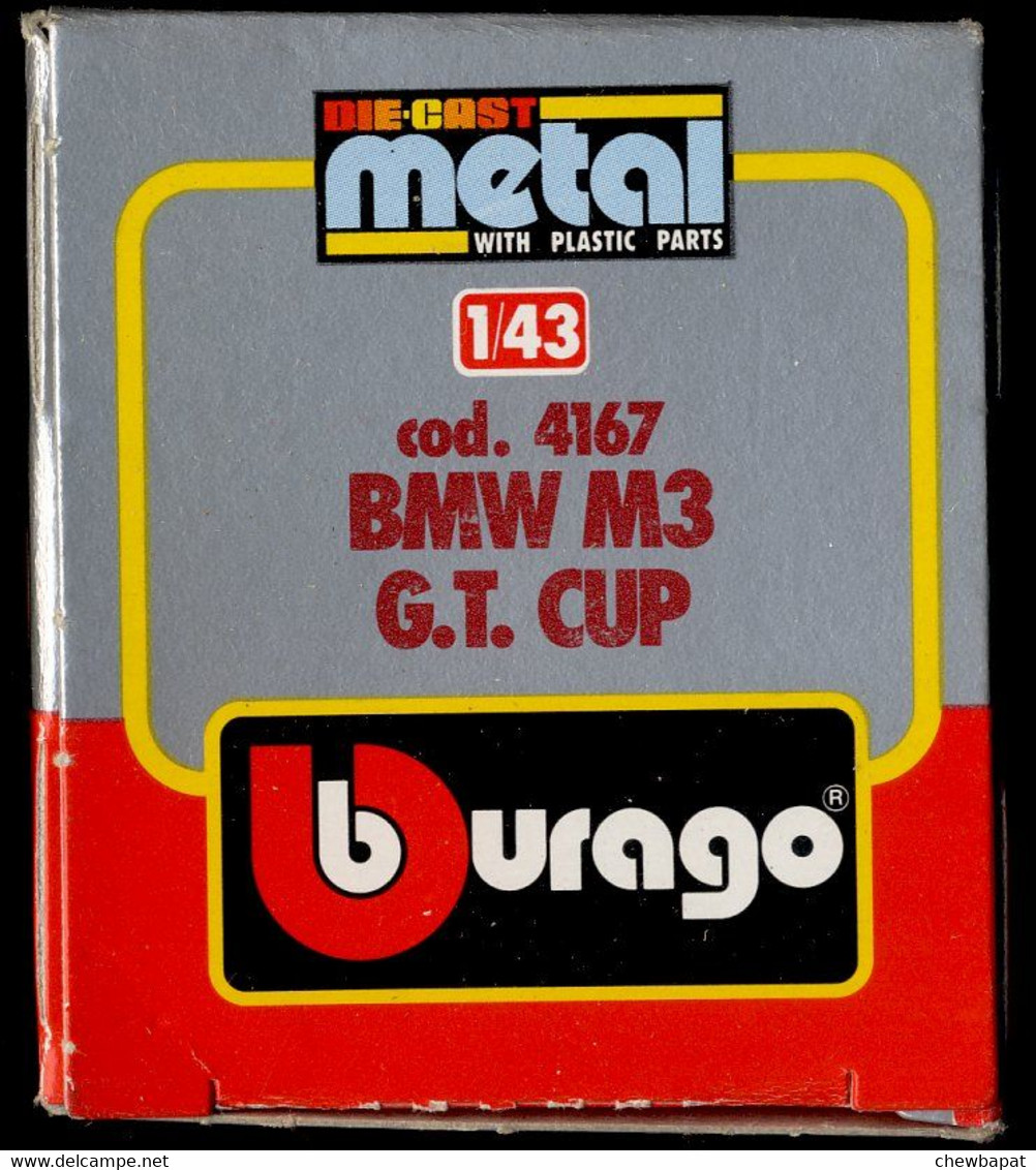 Burago - échelle 1/43 - BMW M3 G.T. CUP Dans Sa Boîte D'origine - Burago