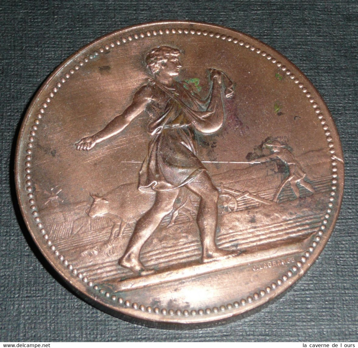 Rare Ancienne Médaille En Cuivre Comice Agricole De L'Arrondissement D'Yvetot, Lagrange - Professionnels / De Société