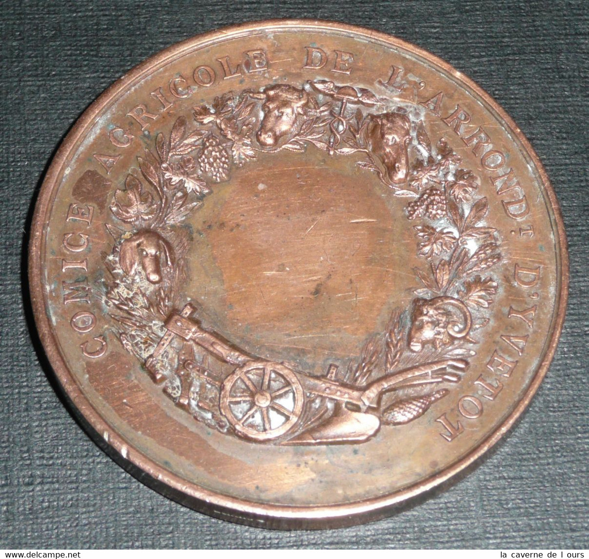 Rare Ancienne Médaille En Cuivre Comice Agricole De L'Arrondissement D'Yvetot, Lagrange - Professionnels / De Société