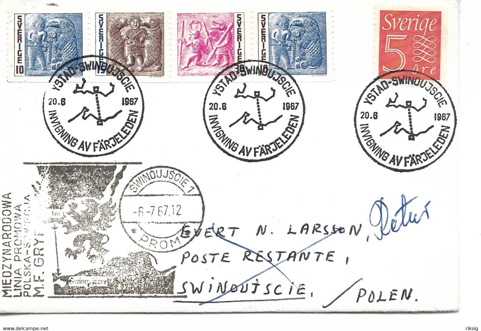 Shipmail. Ystad - Svwinoujscie.  Sweden - Poland H - 813 - Otros & Sin Clasificación