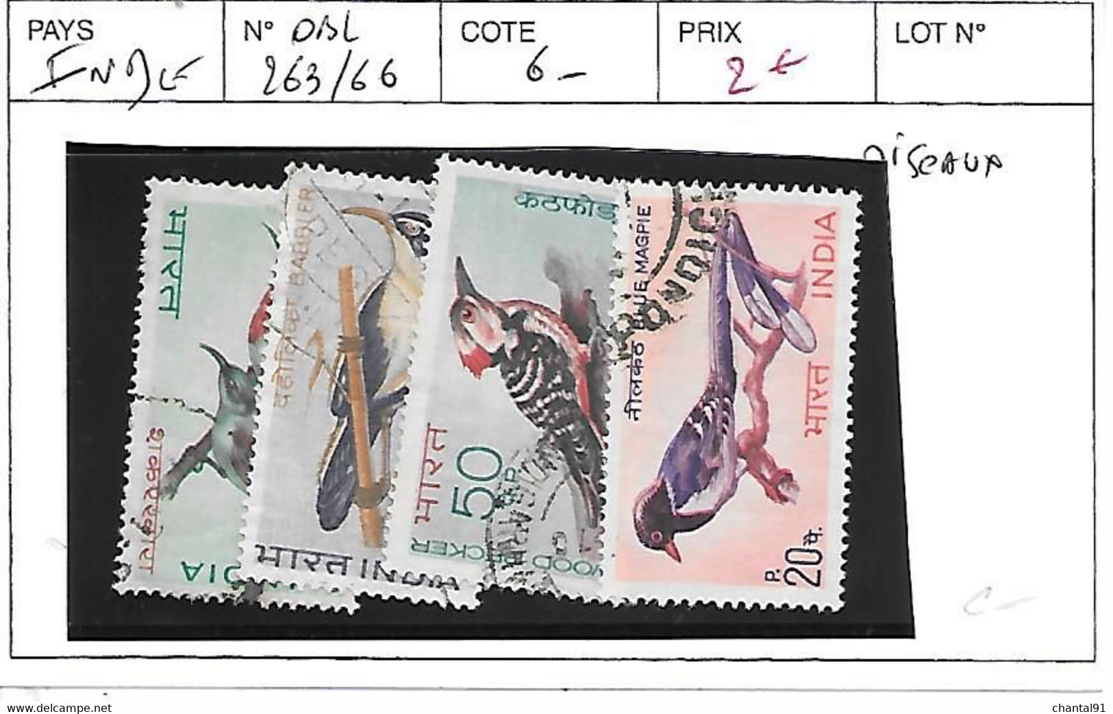 INDE N° 263/66 OBL - Used Stamps