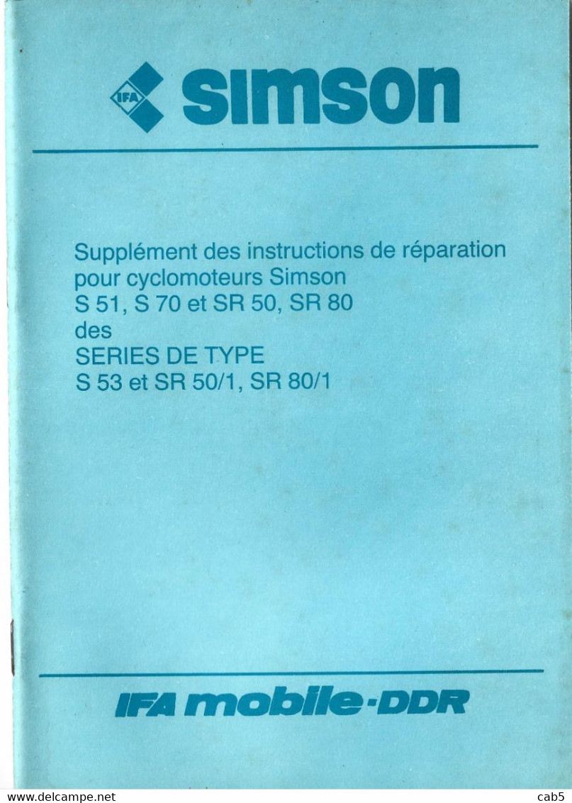 SIMSON Manuel Réparation IFA Mobile DDR - Moto