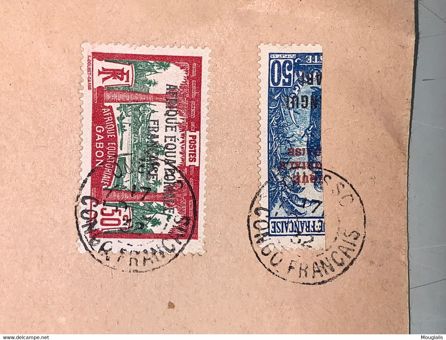 COLONIES Françaises Enveloppe Vers Semio Oubangui Chari De Ouesso Timbres Gabon No 56 Et 1/2 Timbre Oubangui No 103 - Covers & Documents