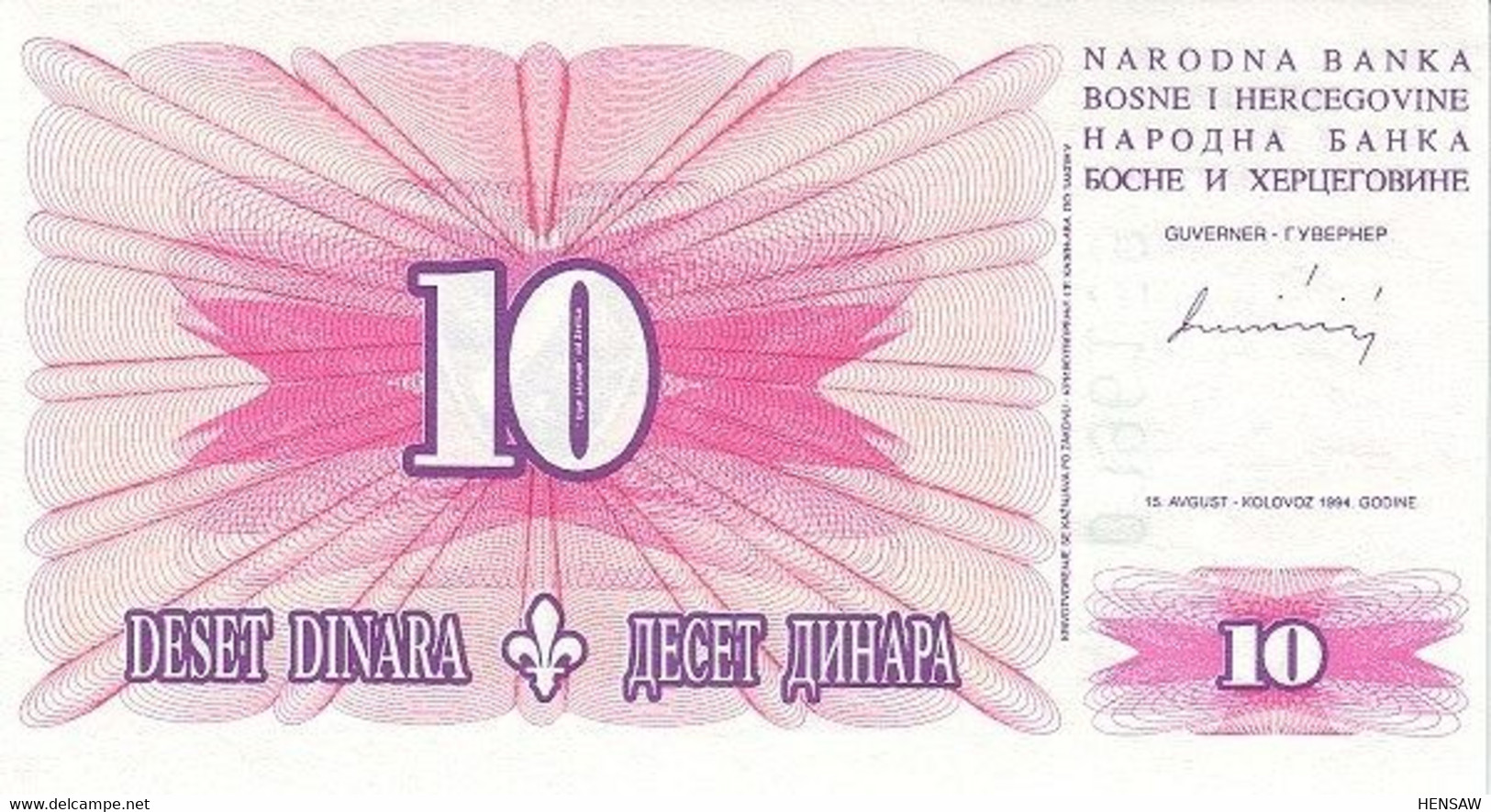 BOSNIA HERZEGOVINA 10 DINARA P 41 1994 UNC SC NUEVO - Bosnië En Herzegovina