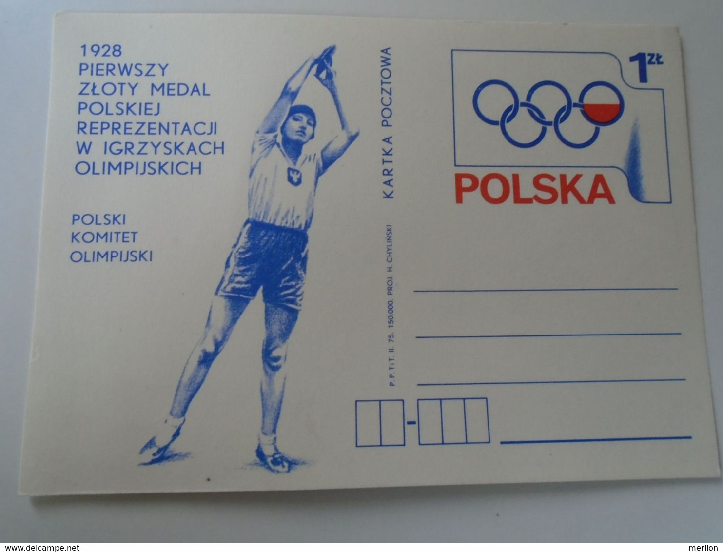 D192594 Polska -postal Stationery -entier Postal 1975 -First Gold Medal  In Olympic Games In 1928 - Sommer 1928: Amsterdam